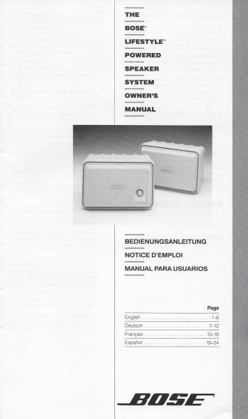 Bose Lifestyle Powered Speaker Bedienungsanleitung