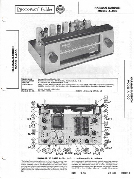 Harman-Kardon A-400 - Photofact - Schematic Set 330/Folder 6