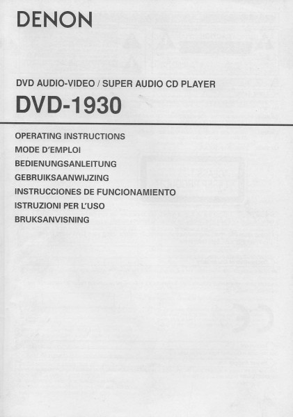 Denon DVD-1930 Bedienungsanleitung