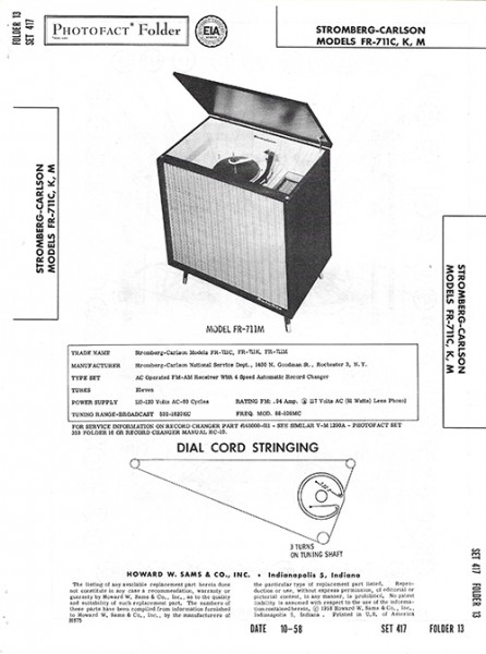 Stromberg-Carlson FR-711C, K, M - Photofact - Schematic Set 417/Folder 13