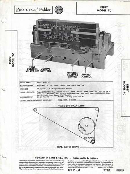 Espey 7C - Photofact - Schematic Set 153/Folder 4
