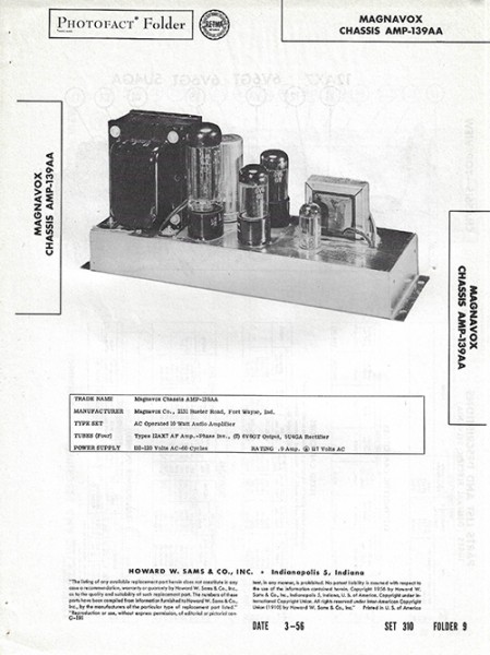 Magnavox Chassis AMP-139AA - Photofact - Schematic Set 310/Folder 9