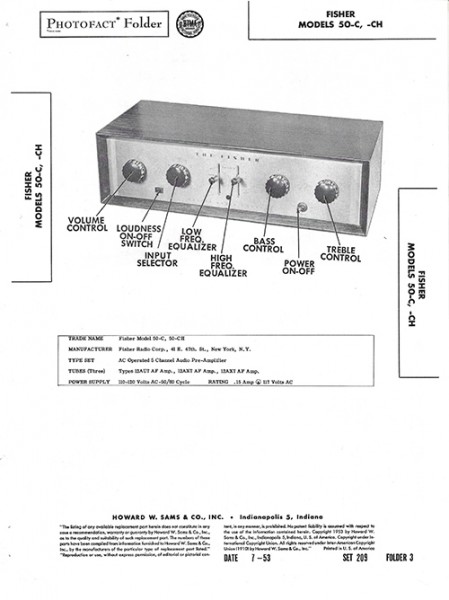 Fisher 50-C, -CH - Photofact - Schematic Set 209/Folder 3