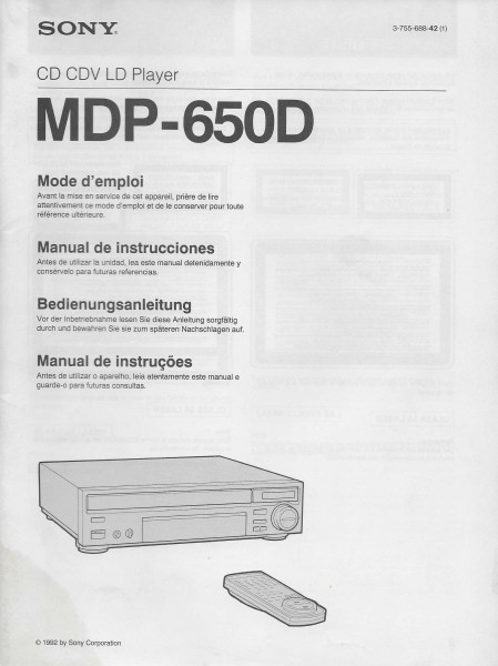 Sony MDP-650D Bedienungsanleitung
