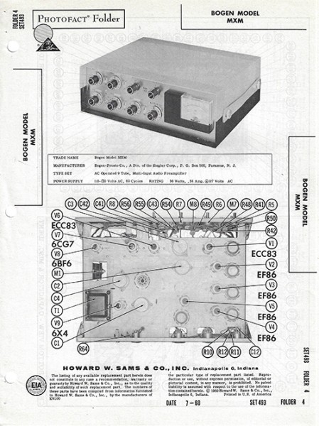 Bogen MXM - Photofact - Schematic Set 493/Folder 4