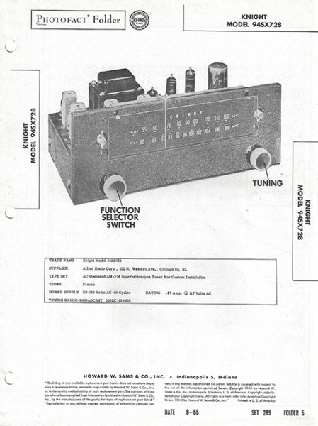 Knight 94SX728 - Photofact - Schematic Set 289/Folder 5