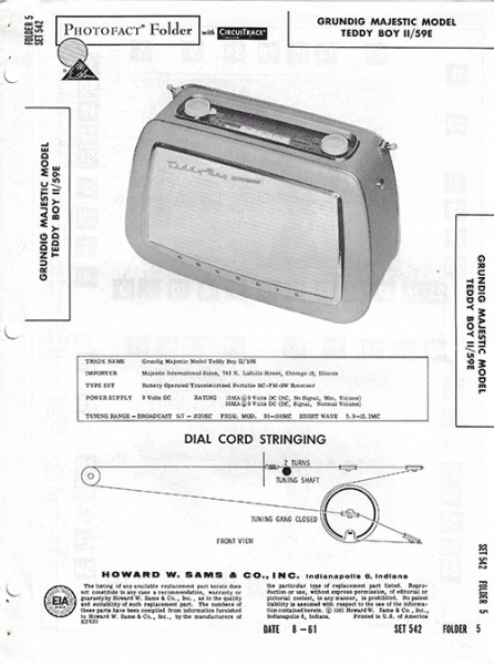 Grundig Majestic TEDDY BOY II/59E - Photofact - Schematic Set 542/Folder 5