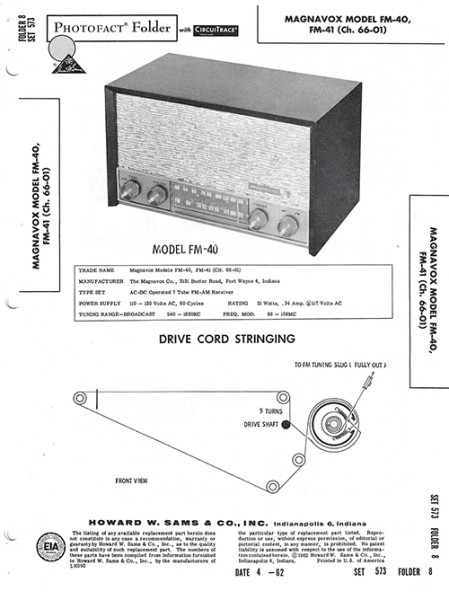 Megnavox FM-40, FM-41 - Photofact - Schematic Set 573/Folder 8