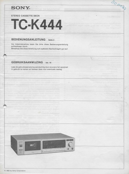 Sony TC-K444 Bedienungsanleitung