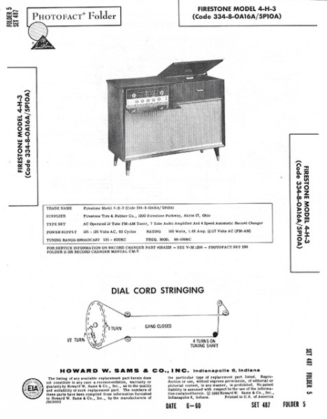 Firestone 4-H-3 (Code 334-8-OA16A/5P10A) - Photofact - Schematic Set 487/Folder 5