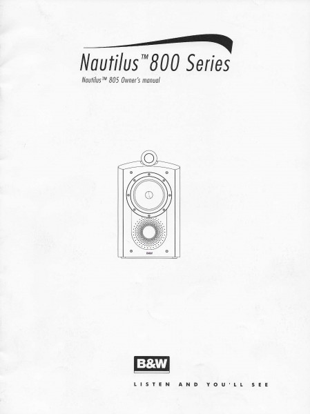 B&amp;W Nautilus 805 Bedienungsanleitung