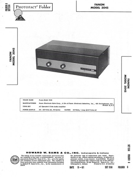 Fanon 3045 - Photofact - Schematic Set 556/Folder 6