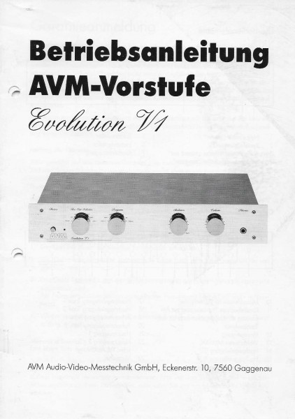 AVM Evolution V1 Bedienungsanleitung