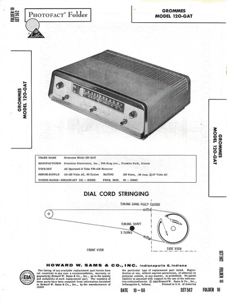 Grommes 120-GAT - Photofact - Schematic Set 502/Folder 10