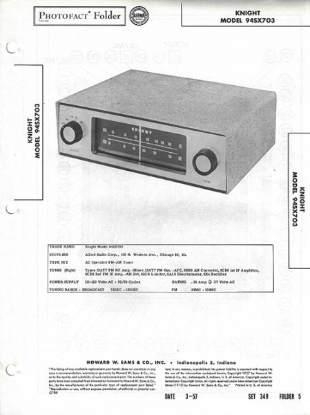 Knight 94SX703 - Photofact - Schematic Set 349/Folder 5