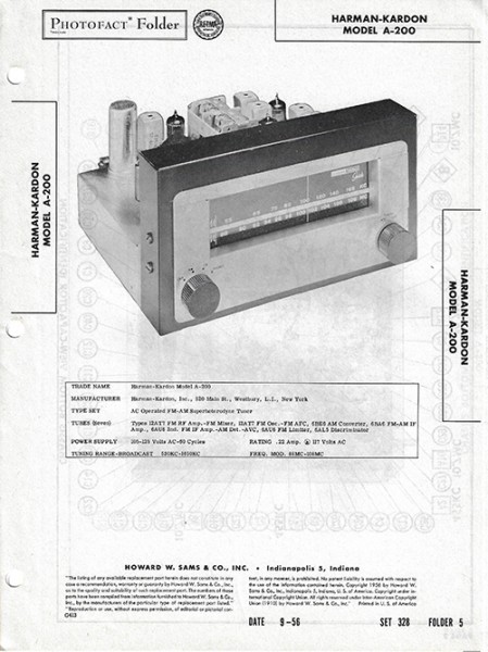 Harman-Kardon A-200 - Photofact - Schematic Set 328/Folder 5
