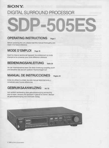 Sony SDP-505ES Bedienungsanleitung