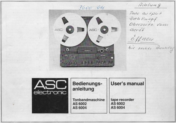 ASC AS 6002 / AS 6004 Bedienungsanleitung