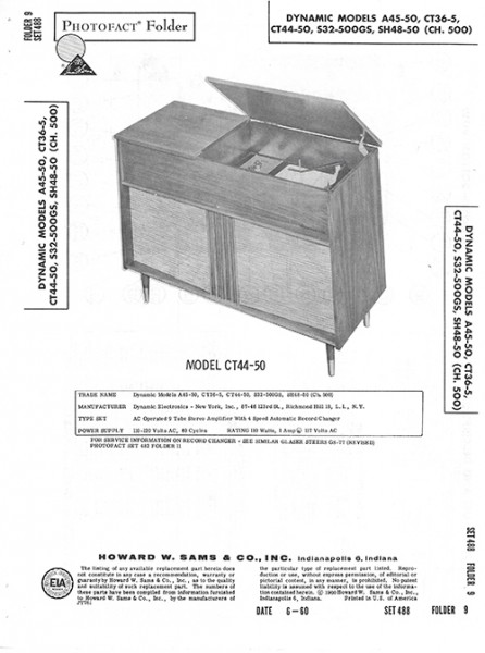 Dynamic A45-50, CT36-5, CT44-50, S32-500GS, SH48-50 - Photofact - Schematic Set 488/Folder 9