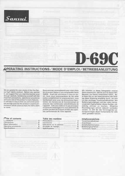 Sansui D-69C Bedienungsanleitung