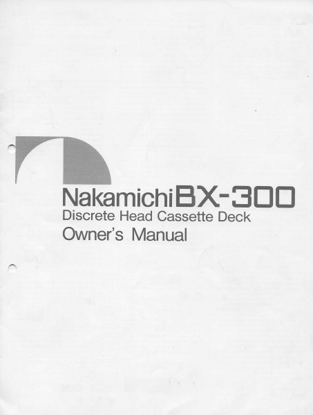 Nakamichi BX-300 Bedienungsanleitung
