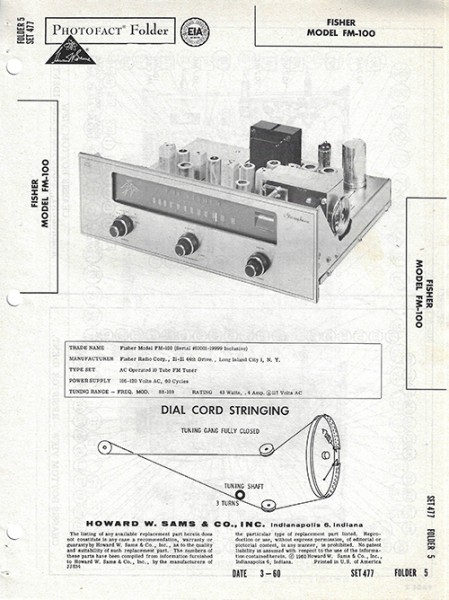 Fisher FM-100 - Photofact - Schematic Set 477/Folder 5