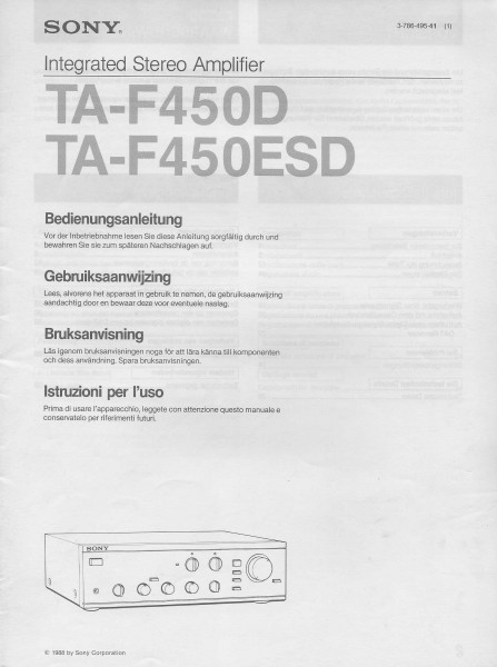 Sony TA-F450D / TA-F450ESD Bedienungsanleitung