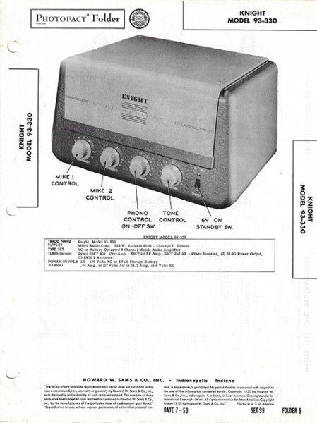 Knight 93-330 - Photofact - Schematic Set 99/Folder 9