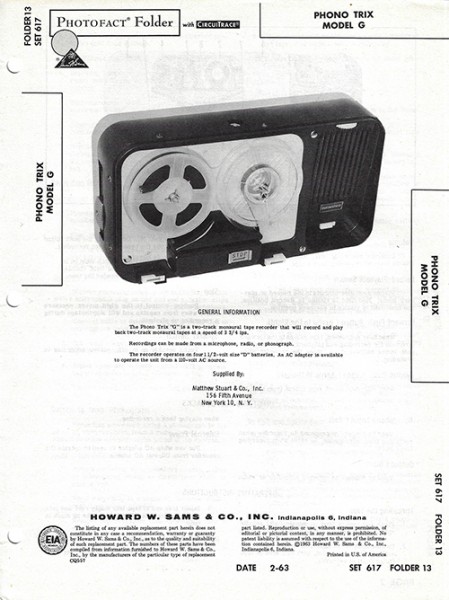Phono Trix G - Photofact - Schematic Set 617/Folder 13