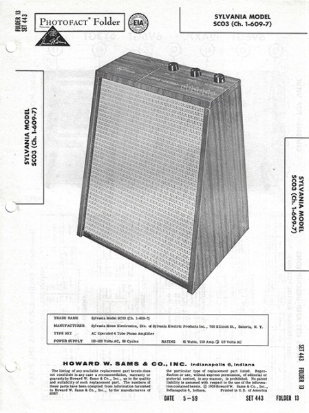 Sylvania SCO3 - Photofact - Schematic Set 443/Folder 13