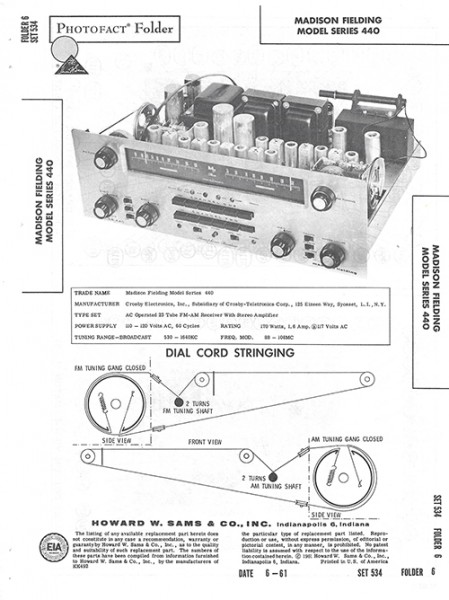 Madison Fielding Series 440 - Photofact - Schematic Set 534/Folder 6