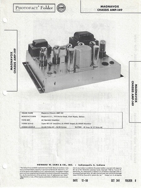 Magnavox Chassis AMP-149 - Photofact - Schematic Set 341/Folder 8
