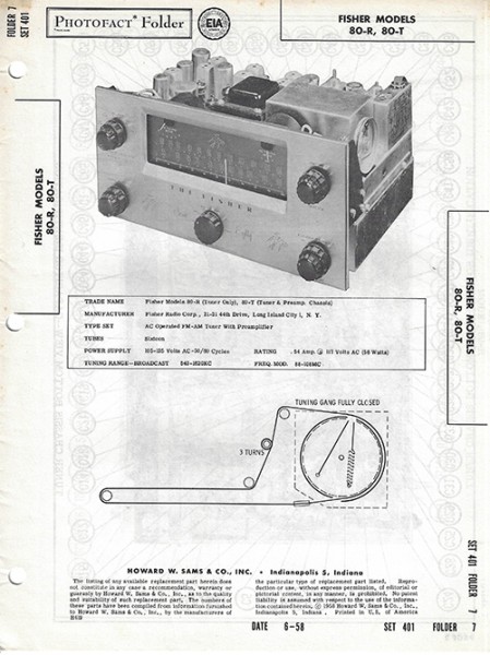 Fisher 80-R, 80-T - Photofact - Schematic Set 401/Folder 7