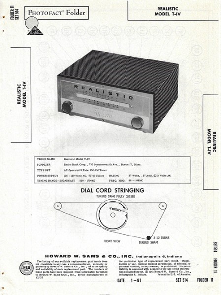 Realistic T-IV - Photofact - Schematic Set 514/Folder 11