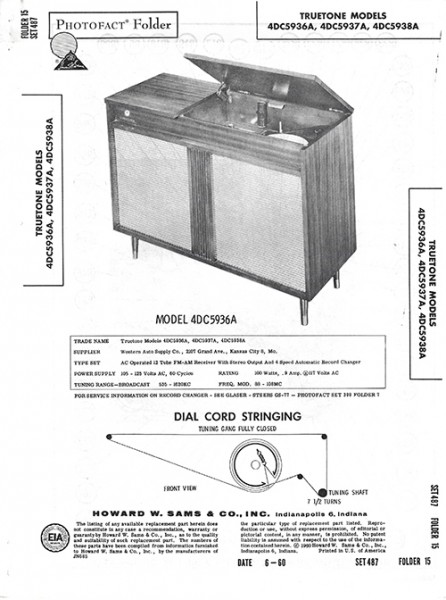 Truetone 4DC5936A, 4DC5937A, 4DC5938A - Photofact - Schematic Set 487/Folder 15