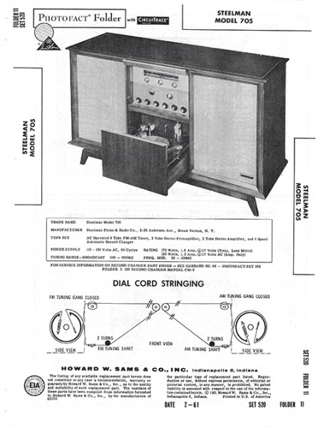 Steelman 705 - Photofact - Schematic Set 520/Folder 11