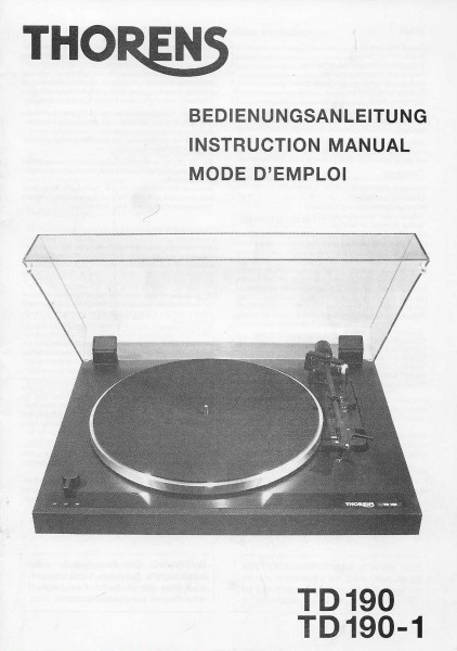 Thorens TD 190 / TD 190-1 Bedienungsanleitung
