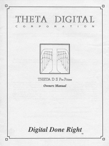 Theta Digital Theta D S Pro Prime Bedienungsanleitung