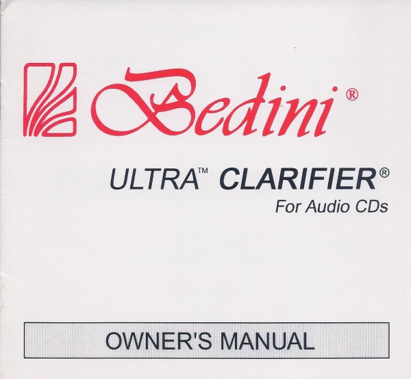 Bedini Ultra Clarifier Bedienungsanleitung