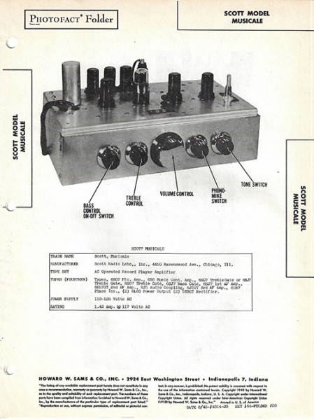 Scott Musicale - Photofact - Schematic Set 44/Folder 20