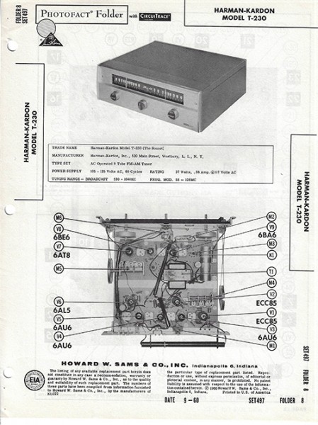 Harman-Kardon T-230 - Photofact - Schematic Set 497/Folder 8