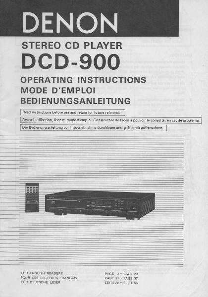 Denon DCD-900 Bedienungsanleitung