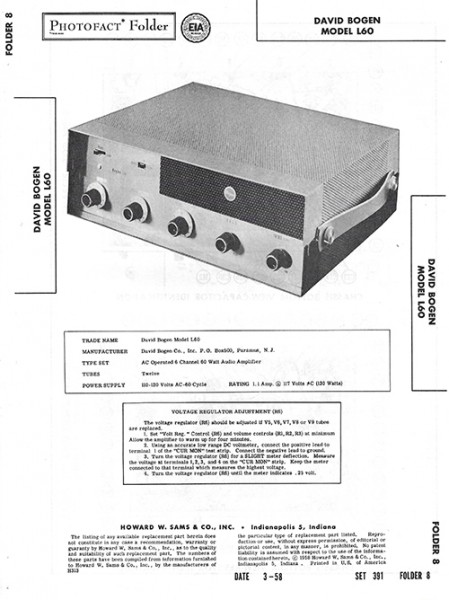 Bogen L60 - Photofact - Schematic Set 391/Folder 8