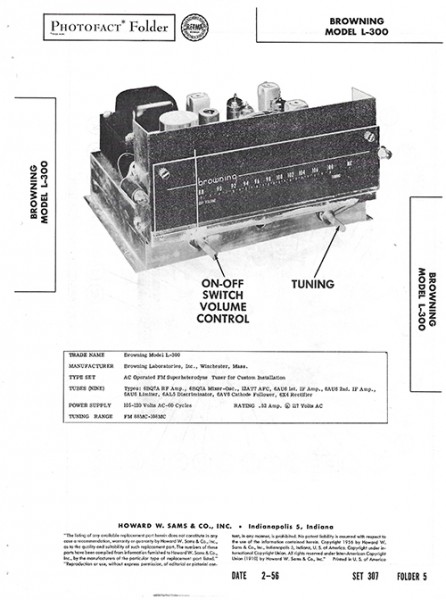 Browning L-300 - Photofact - Schematic Set 307/Folder 5
