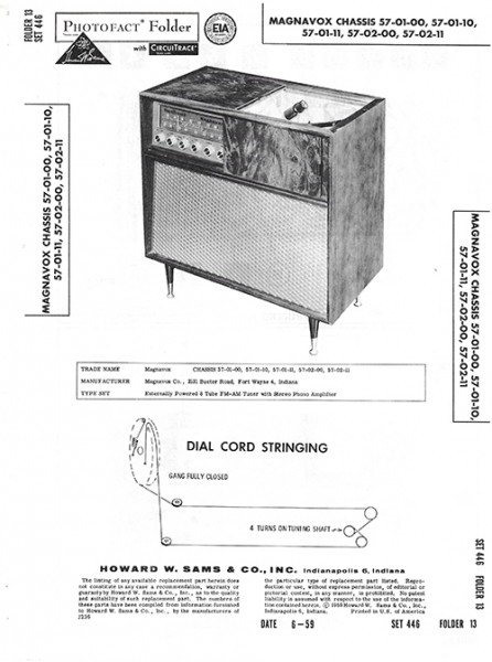 Magnavox Chassis 57-01-00, 57-01-10, 57-01-11, 57-02-00, 57-02-11 - Photofact - Schematic Set 446/Fo
