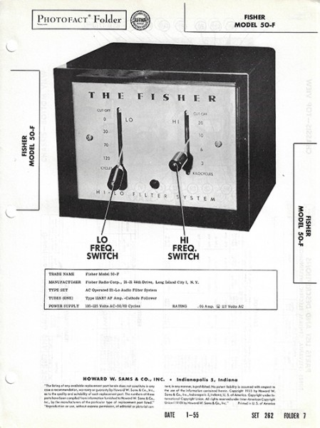 Fisher 50-F - Photofact - Schematic Set 262/Folder 7