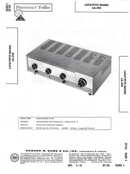 Lafayette LA-210 - Photofact - Schematic Set 534/Folder 5