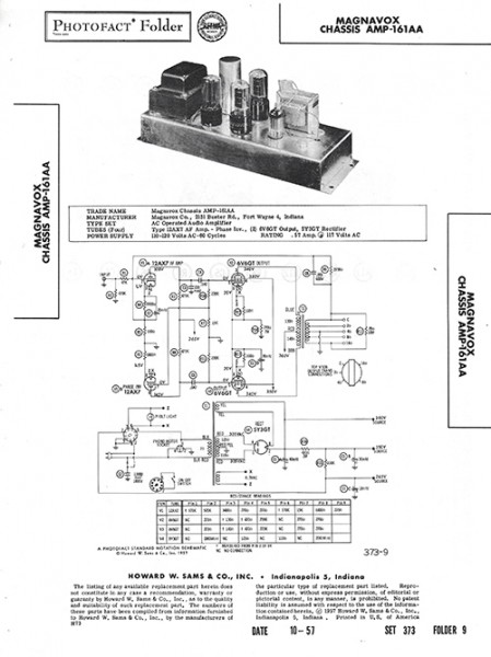 Magnavox Chassis AMP-161AA - Photofact - Schematic Set 373/Folder 9
