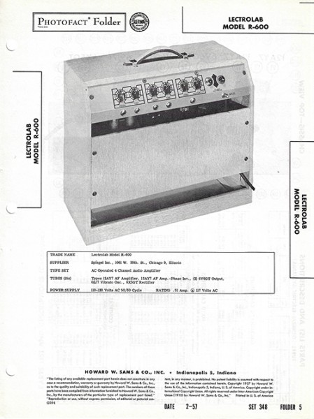 Lectrolab R-600 - Photofact - Schematic Set 348/Folder 5