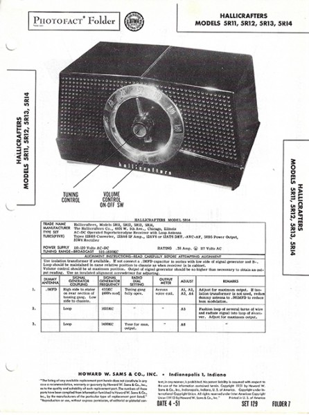 Hallicrafters 5R11, 5R12, 5R13, 5R14 - Photofact - Schematic Set 129/Folder 7